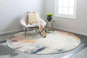 Discreetly Abstract Jewels Toned Round Area Rug: