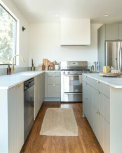 Pale Green Paint + All Lower Cabinetry